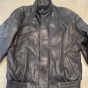 REMY LEATHER Size 40 Black Leather Zip Buttons Blouson Jacket